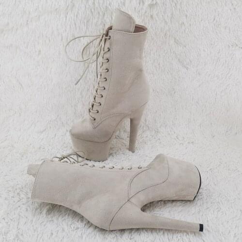 Leecabe 17CM/7Inches Suede upper High Heel platform Boots Open toe Pole Dance boot