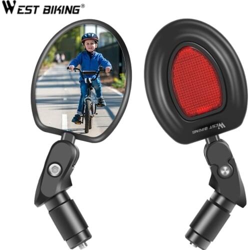 WEST BIKING Bicycle Handlebar Mirrors Safety Adjustable Reflector Rear View Mirror Motorcycle Scooters Mountain Bike Accessories
