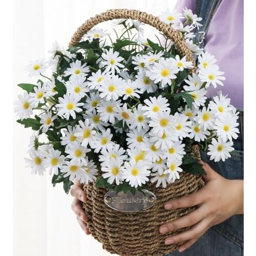 9 Head White Daisy Artificial Flowers Long Branch Silk Bouquet for Home Garden Wedding Decoration Fake Flowers