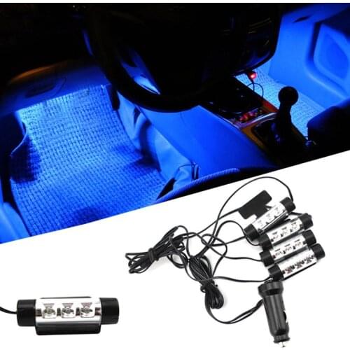 1Set Car Auto Interior Decorative Atmosphere Lights Interior Lights Foot Lamps 12V 4x 3LED Light Glow Lamp CSL2017