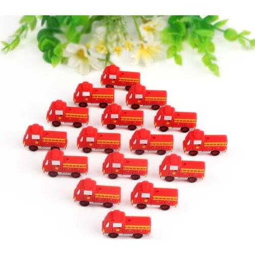 Kovict 10Pcs Mini Fire Trucks Silicone Beads Baby Molar Teether DIY For Pacifier Chain Accessories Chewable Nursing Toys