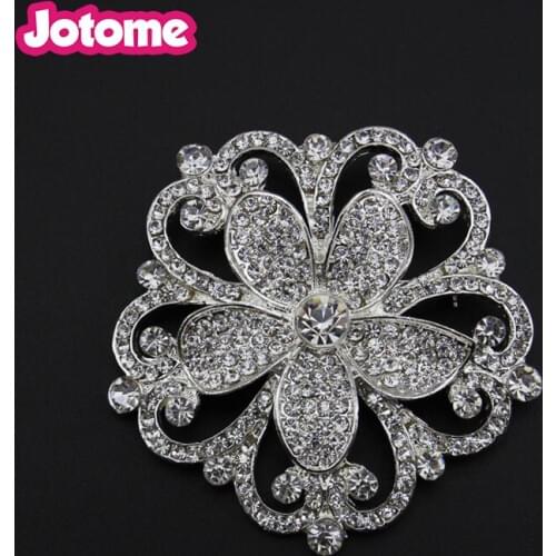 20pcs/Lot Wholesale In Stock Christmas Snowflake Flower Rhinestone crystal brooch pin for wedding/gift/party