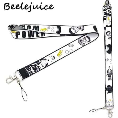 24pcs Feminist Ruth Bader Ginsburg 90s Neck Lanyards ID badge holder keychain Mobile Phone Strap Gift Ribbon webbing necklace