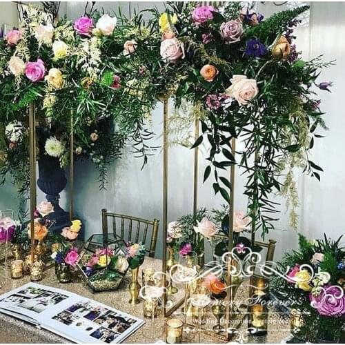 4PCS 31.5 Inch Tall Diameter Gold Floor Vases Flowers Vase Metal Column Wedding Centerpiece Stand Display Rack