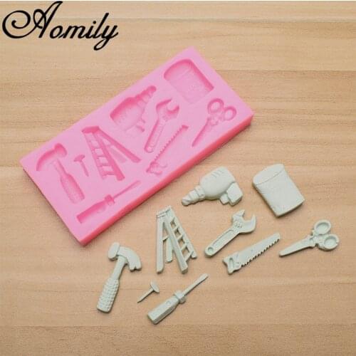 Aomily DIY Repair Electric Drill Screwdriver Ladder Silicone Cake Fondant Chocolate Cookies Mould DIY Cake Baking Clay Soap Mold