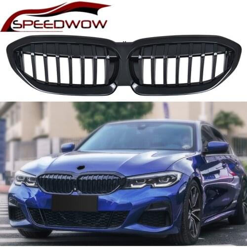 SPEEDWOW Car Front Kidney Grilles ABS Gloss Black Racing Grills For BMW 3 Series G20 G28 2019 2020 Car Exterior Parts