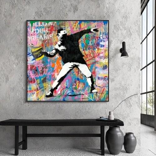 Banksy Art Fllow Your Dream Street Art Wall Posters And Prints Graffiti Art Canvas Paintings On the Wall Art Picture Home Decor