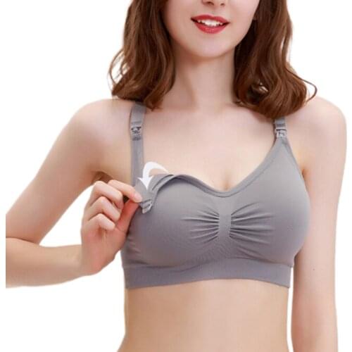 Womens Maternity Nursing Bra, Solid Color Breast-Feeding Bra with Side Adjustable Straps