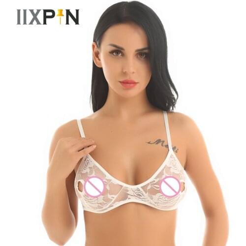 Sexy Lingerie Women Open Nipple Sexy Bras Sheer Floral Lace Bralette Nipple Hollow Out Erotic Lingerie Sexy Bra Top Nightwear