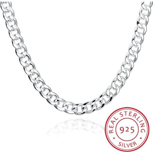 Mens Fine Jewelry 925 Sterling Silver 10mm Chains Necklace High Quality Male 925 Sterling-Silver-Jewelry 10mm 20 Inch 24 Inch