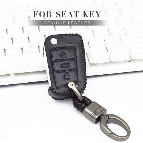 Car Key Case Cover For Seat Ibiza Leon 2 FR MK3 5F Cupra Altea Ateca Toledo Alhambra Cordoba Leather Key Ring Cover Accessories