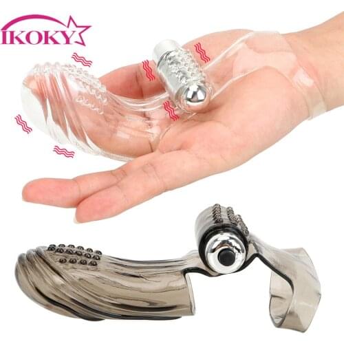 IKOKY Finger Sleeve Vibrator Dildo Clitoris Stimulation G-spot Finger Massage Sex Products Female Masturbator Sex Toy For Woman