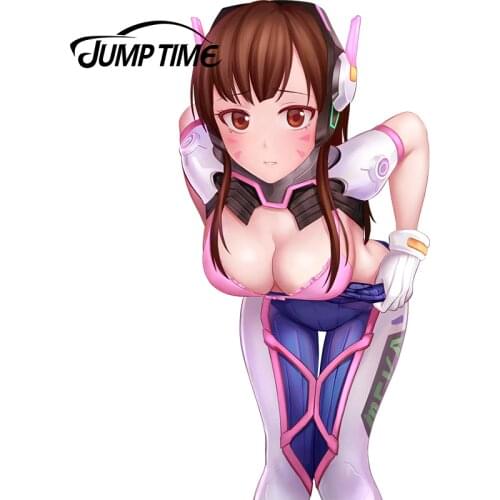 JumpTime 13cm x 6.53cm D.Va (Hana Song) Lovely Girl Overwatch Collection Sexy Beauty Car Stickers Styling Removable Vinyl Decal
