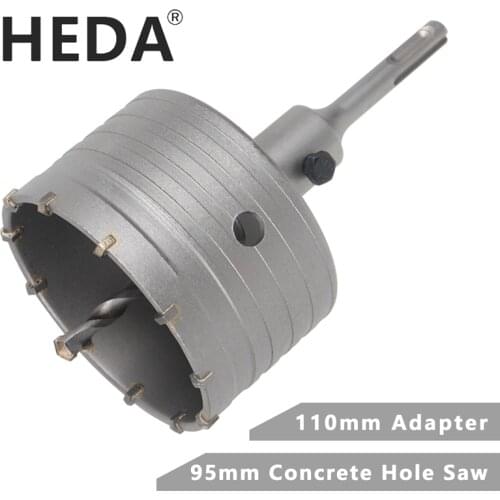 HEDA 95mm Concrete Tungsten Carbide Alloy Core Hole Saw SDS PLUS Electric Hollow Drill Bit Air Conditioning Pipe Cement Stone
