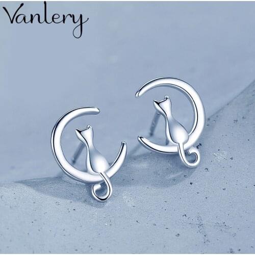Korean Version of Retro Vintage Moon Cat Earrings For Women Punk Geometric Earrings 2021 New Trendy Jewelry