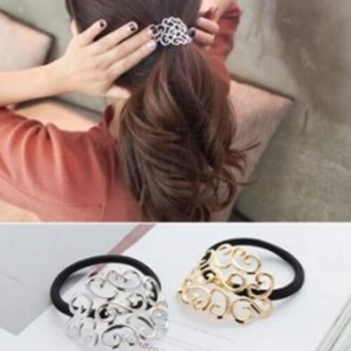 Best selling female new fashion ponytail retro metal pattern hair rope hair accessories high elastic hair rope wholesale