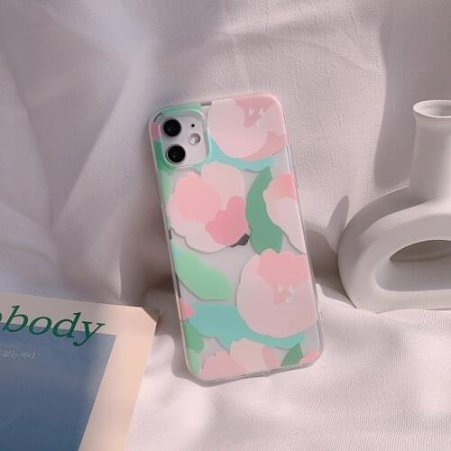 Summer sweet Flowers tulip leaf cute Phone case for iPhone 12 11 Pro Max XS Max Xr X 7 8 Plus 12 mini 7plus case silicone cover