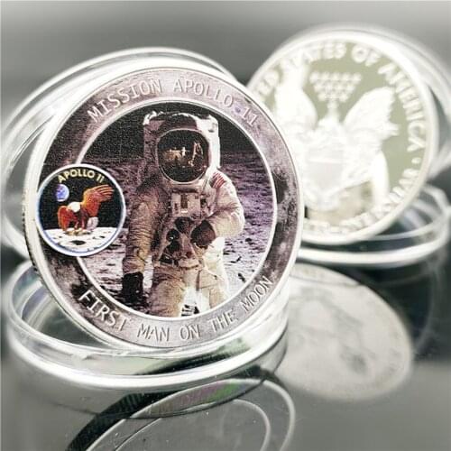 50 Years of Space and Aviation Money for Apollo 11 Human Landing on the Moon Commemorative Coins Collection Coin Challenge Coin
