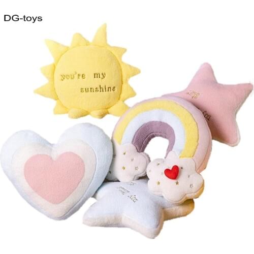 Washable Sky Cloud Star Sun Rainbow Pillow Stuffed pink Star Lollipop Heart Girly Sofa Back Cushion Sweet Gift gift for Her