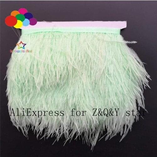 Z&Q&Y natural ostrich feather feather dyed book green made into cloth edge DIY jewelry clothing performance craft feather
