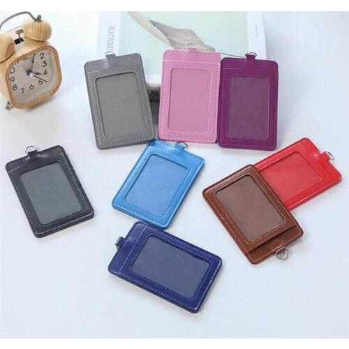 Luxury quality 610 PU Leather material double card sleeve ID Badge Case Clear Bank Credit Card Badge Holder Accessories
