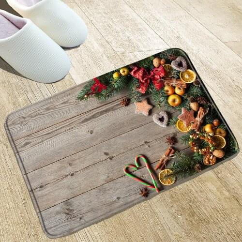 Christmas Atmosphere Bath Mat Stars Kitchen Doorway Front Door Welcome Printed Rugs Water Absorption Flannel Carpets Washable