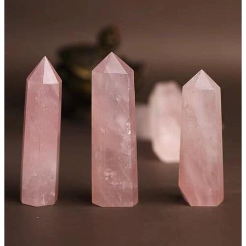 Rose quartz wand point polished natural crystals gemstones minerals obelisk healing stones fine home decoration feng shui crafts