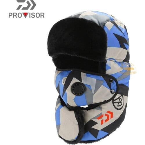 DAIWA Fishing Cap Couple Winter Cold Resistant Outdoor Riding Warm and Thick Earmuffs Ladies Ski Neck Warmer Waterproof Hat