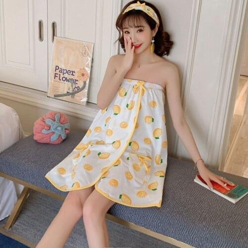 Sexy Lace Tube Top Mini Dress Bath Towel Robes Women 2020 Summer Print Sleepwear Home Dress Female Nightgowns Night Dress Nighty