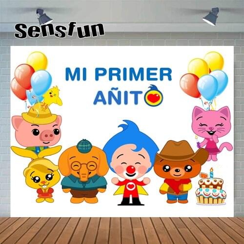 Sensfun Cartoon Plim Plim Theme Backdrops For Photography Mi Primer Añito Boys Birthday Party Backgrounds Custom Photo Studio