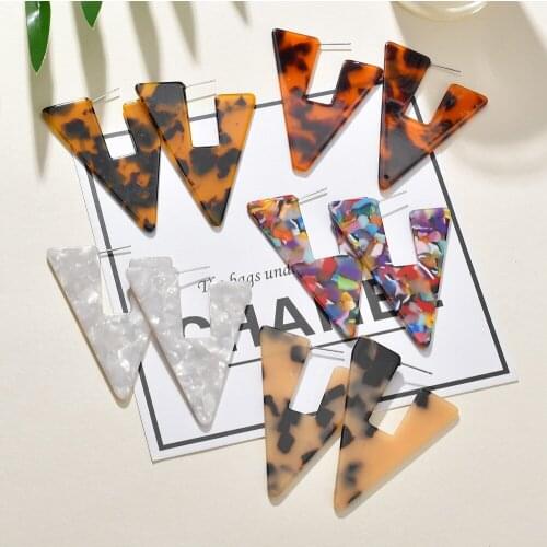 Korean Fashion Stud Earrings 2020 New Temperament Earrings All-match Acrylic Acetate Plate Deep Leopard Print Earrings