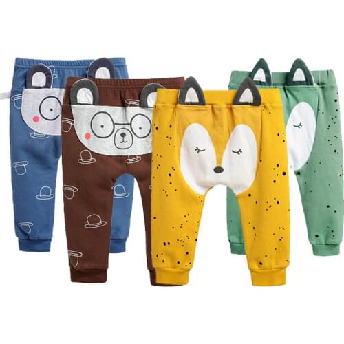 Baby Boys Pants Cartoon Print Knitted Cotton PP Pants Toddler Girls Leggings Warm Spring/Autumn Trousers New Born Baby Pants