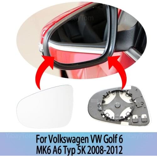 Rearview Wing Mirror Glass Left & Right Heated for Volkswagen VW Golf 6 MK6 A6 Typ 5K 2008-2012