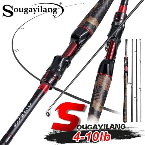 Sougayilang L Power 1.8M High Quality Fishing Rod Portable UltraLight Carbon Fiber Baitcasting Pole 3 Sections Spinning Rod Carp