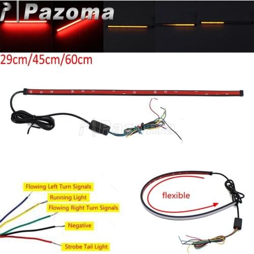 29cm 45cm 60cm Universal LED Motorcycle Sequential Switchback Strobe Flowing Taillight Turn Signal Stop Light Strips Lamp Strips