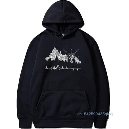 Cycle Life Heartbeat Biker Men Hoodies Mountain Forest Hiking Printed Tops Hooded Compass Bike Casual Funny Polyester Sweatshirt