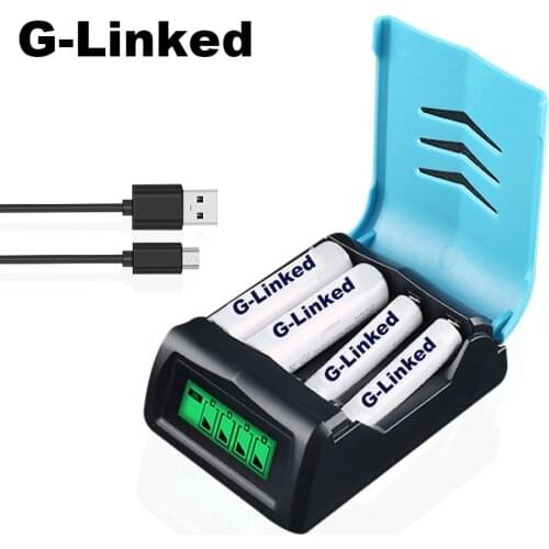 G-Linked 4 Slots Smart LCD Display Charger For AA/AAA NiMH NI-CD Rechargeable Battery Intelligent AA AAA Battery Charger
