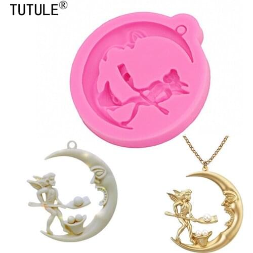 Mirror Baroque Mould Demon Moon Pearl Earring Mould Resin Polymer Clay Jewelry Keychain Hand Made Flexible Silicone Rubber Mold