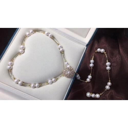 D601 Pearl Necklace Fine Jewelry Fresh Water White Pearls Sweater Chain Necklaces for Women Presents