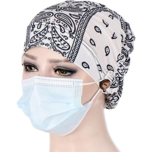 Womens Hats With Buttons Indian Nurses Work mens Hats Muslim Cancer Chemical Hats Beanies Wrap Caps