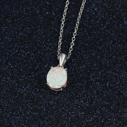 Genuine 925 Sterling Silver Necklaces For Women Fine Jewelry Trendy Opal Pendant Necklace Silver 925 Jewelry Anniversary Gifts