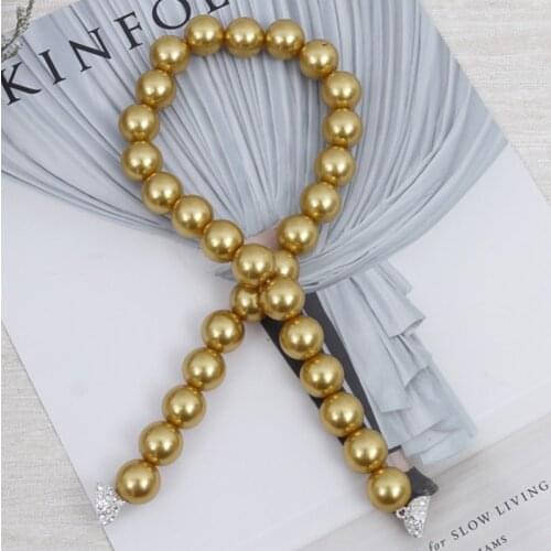 1pc Curtain Decorative Tiebacks Pearl Crystal Magnet Tieback Holder Strap Bandage Curtain Clips Home Curtains Accessories 40cm
