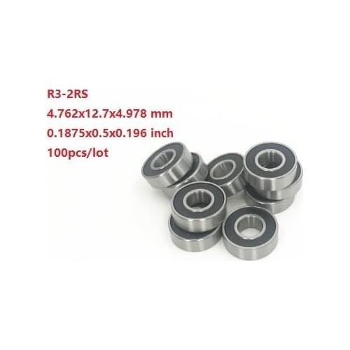 100pcs/lot R3-2RS R3RS R3 2RS RS 3/16" x 1/2" x 0.196" inch Deep Groove Ball bearing Miniature 4.762x12.7x4.978mm