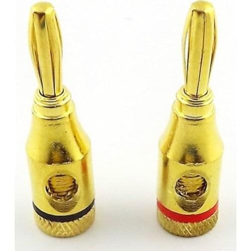 2pcs 4mm Banana Plug Jack Solderless Speaker Adapter Gold Plated Connectors Binding Post Red/Black