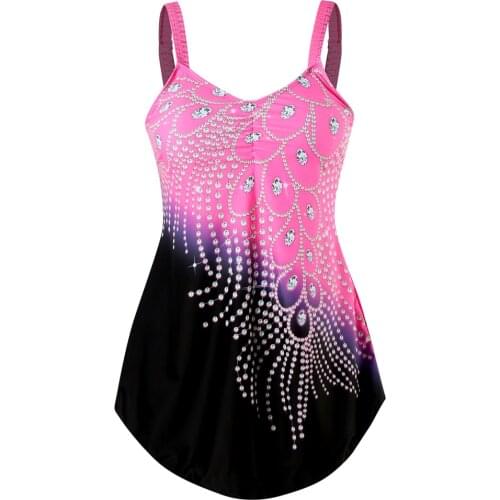 2021 Women Printed Swimsuit Two Piece Swimwear Vintage Bikini Monokini Gradient Contrast Tankinis Sexy Summer Beach Wear S~5XL