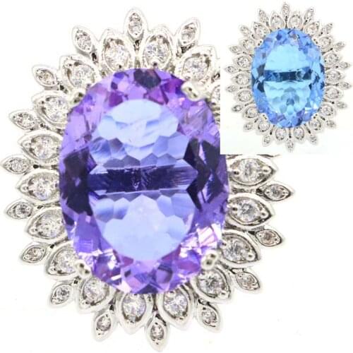 19x15mm SheCrown Delicate Fine Cut Created Smoky Topaz CZ Daily Wear Hot Selling 925 Sterling Silver Ring