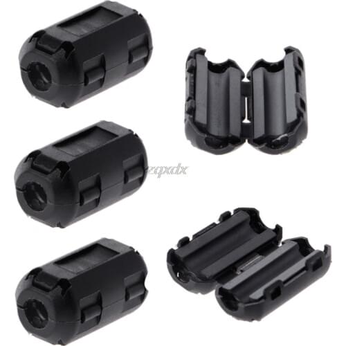 5 Pcs 5mm Clip-On Ferrite Ring Core Noise Suppressor For EMI RFI Clip Cable Active Components Filters