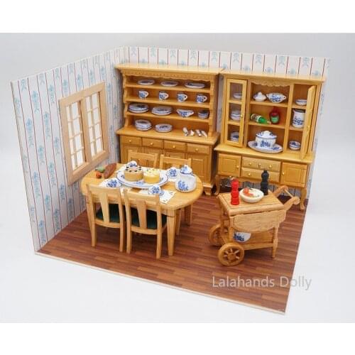80pcs/1set DIY Dollhouse Miniature Fine Dining Room Model Decoration for The Dollhouse Furniture Accessories