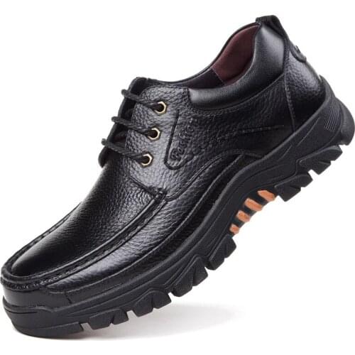 A81 New Autumn Mens Leather Shoes with Leather Shoes Thickened Waterproof Comfortable Wear - Resistant and Elderly Father Shoes