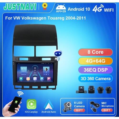 JUSTNAVI 2 din DSP Car Multimedia Player Android 9.0 Car Radio For VW Volkswagen Touareg 2004-2011 Navigation GPS WIFI No 2 Din